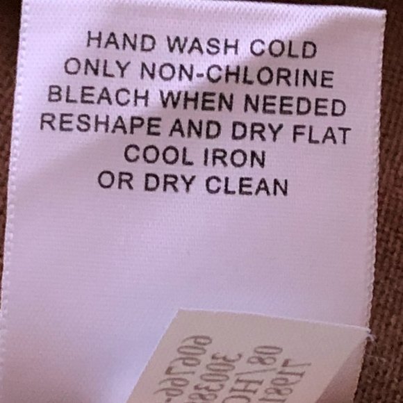 Banana Republic Extra Merino Wool Sz L Women's Sweater Faux Wrap Ruffle Camel - Picture 9 of 9